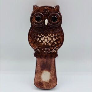 Ceramic Owl Spoon Rest in Rich Brown